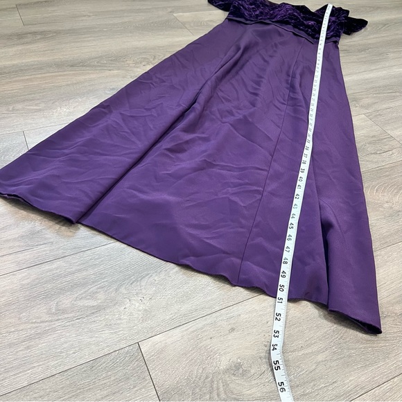 Purple Plum Velvet Prom Bridesmaid Formal Flow Dress Back Bow Large X-Large - Picture 7 of 9